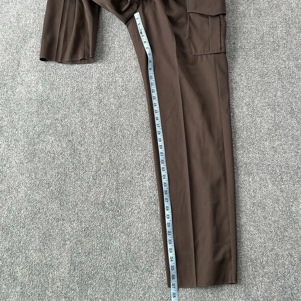 Blauer Pants Men 38 Chocolate Brown Side Pocket Rayon Cargo Uniform Unhemmed P15